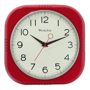 32948R- Westclox 9.5'' Red Square Retro Silent Wall Clock