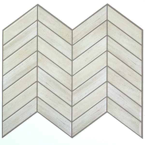 StickTiles 10.5 in. x 10.5 in. Chevron Distressed Wood Peel and Stick Tiles (4-Pack)