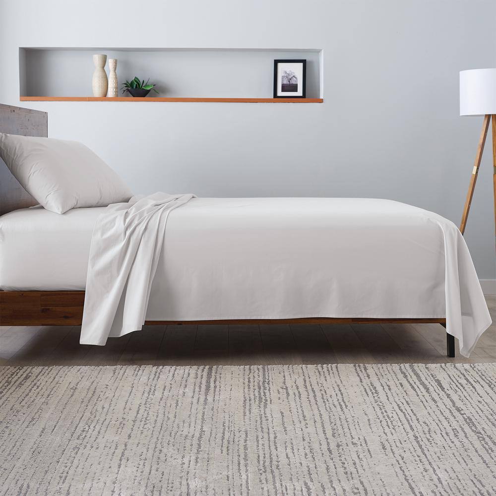 Light Gray Twin Cotton Percale Deep Pocket Sheet Set