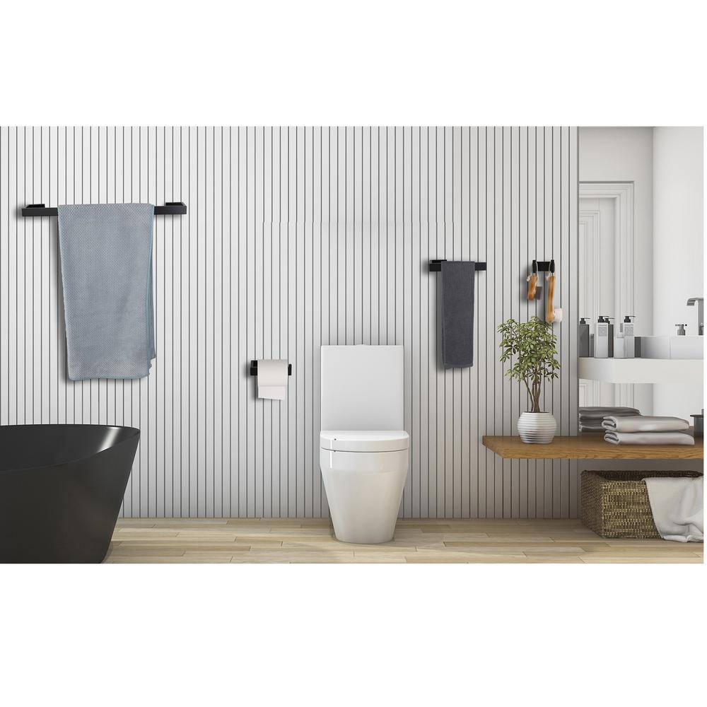 Matte Black 4-Piece Stainless Steel Bathroom Hardware Set