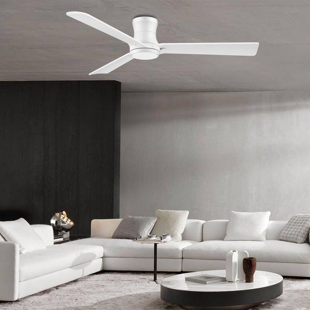 52 in. Modern White Outdoor Indoor Flush Mount Ceiling Fan with Dimmable LED Light APP/ALEXA/Google/Remote Wood Blades price history on PriceWatchPro