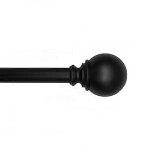 36 in. - 72 in. Telescoping Single Curtain Rod 1 in. Dia in Matte Black with Ball Finials