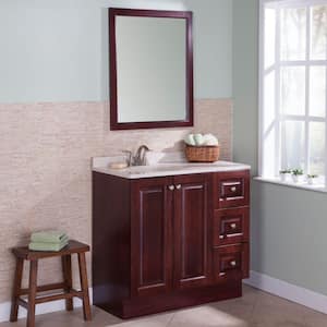 Northwood 36 in. W x 19 in. D Bathroom Vanity in Dark Cherry with Composite Vanity Top in Maui and Mirror