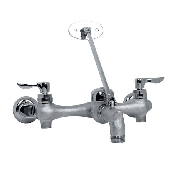 American Standard Exposed Yoke Adjustable Rough-In Wall Mount 2-Handle Utility Faucet in Rough Chrome with Offset Shanks
