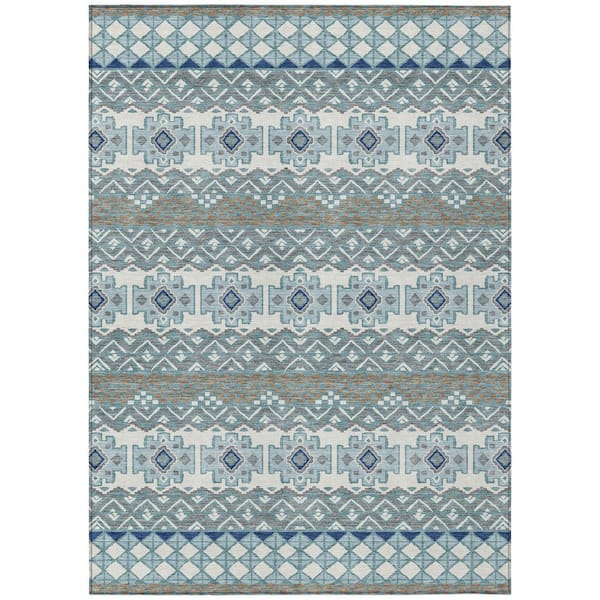Chantille Machine Washable Indoor/Outdoor Abstract ACN2760 Teal 10 ft. x 14 ft. Area Rug