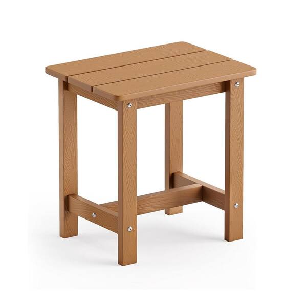 ITOPFOX Teak Rectangle Plastic 16.9 Outdoor Side Table with Extension
