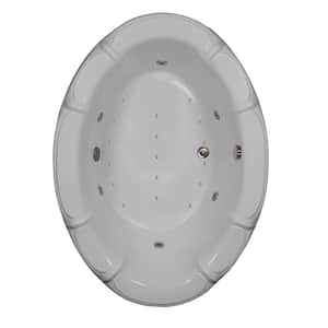 68 in. Acrylic Oval Drop-in Air and Whirlpool Bathtub in Biscuit