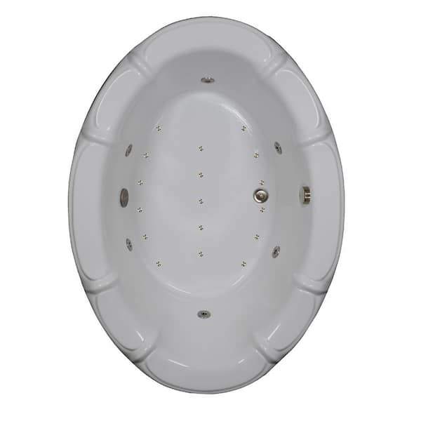 Comfortflo 68 in. x 48 in. Oval Drop-in Whirlpool and Air Bathtub with Center Drain in Bone