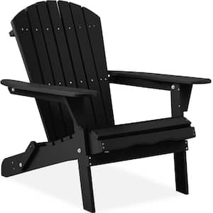 Black Folding Wood Outdoor Adirondack Chair Set of 1