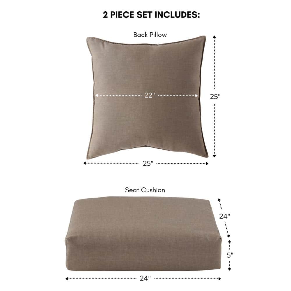 Sunbrella Cast Shale Two-Piece Foam Outdoor Chair Cushion Set