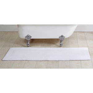 Lux Collection White 20 in. x 60 in. 100% Cotton Reversible Race Track Pattern Bath Mat