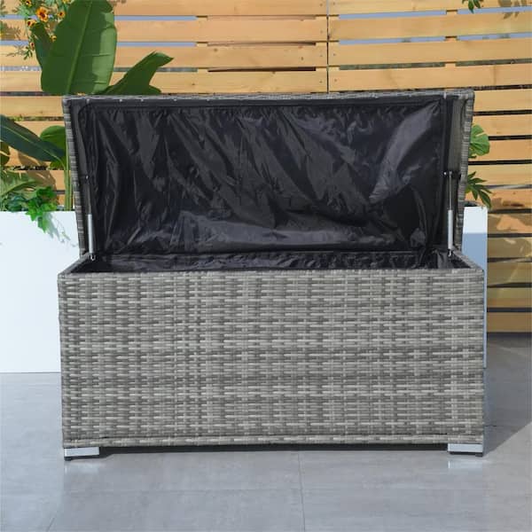 moda furnishings 75 Gal. Gray Iron Wicker Deck Box