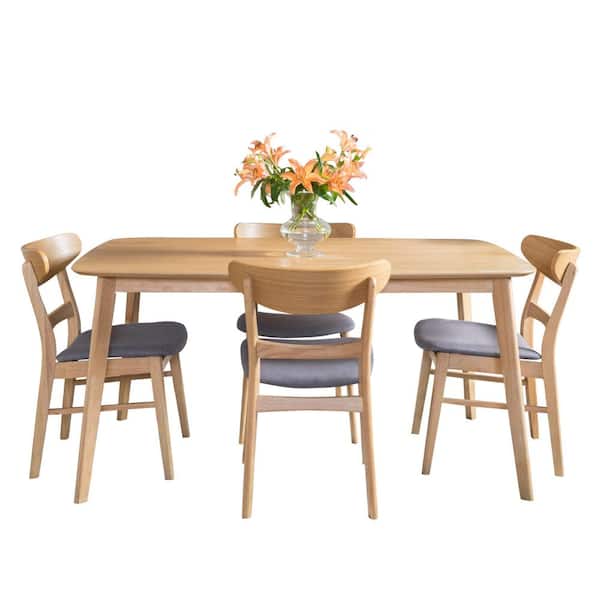 Noble House Idalia 5-Piece Dark Grey Fabric Dining Set