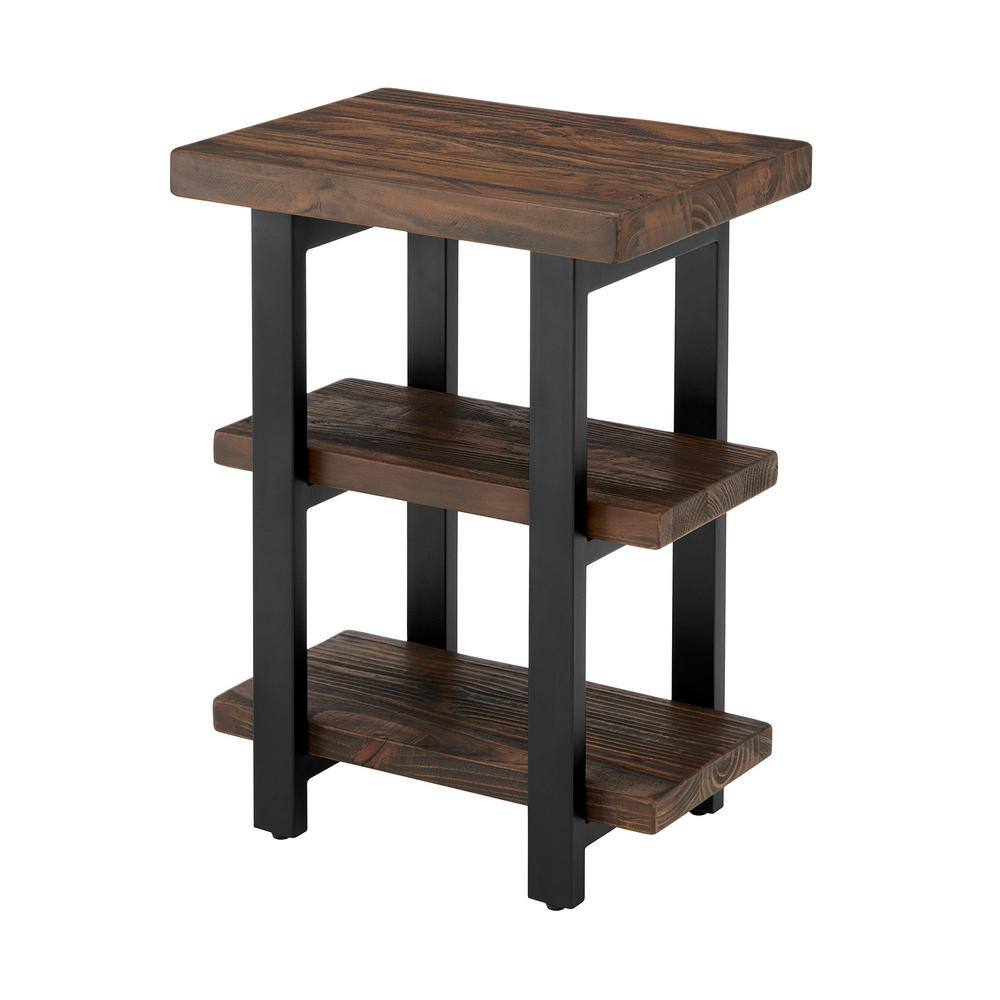 Pomona Rustic Natural 18.5" Reclaimed Wood and Metal End Table