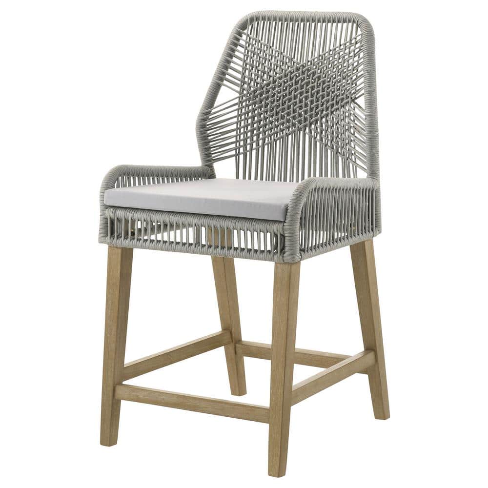Nakia Dark Gray Woven Rope Back Counter Height Stools