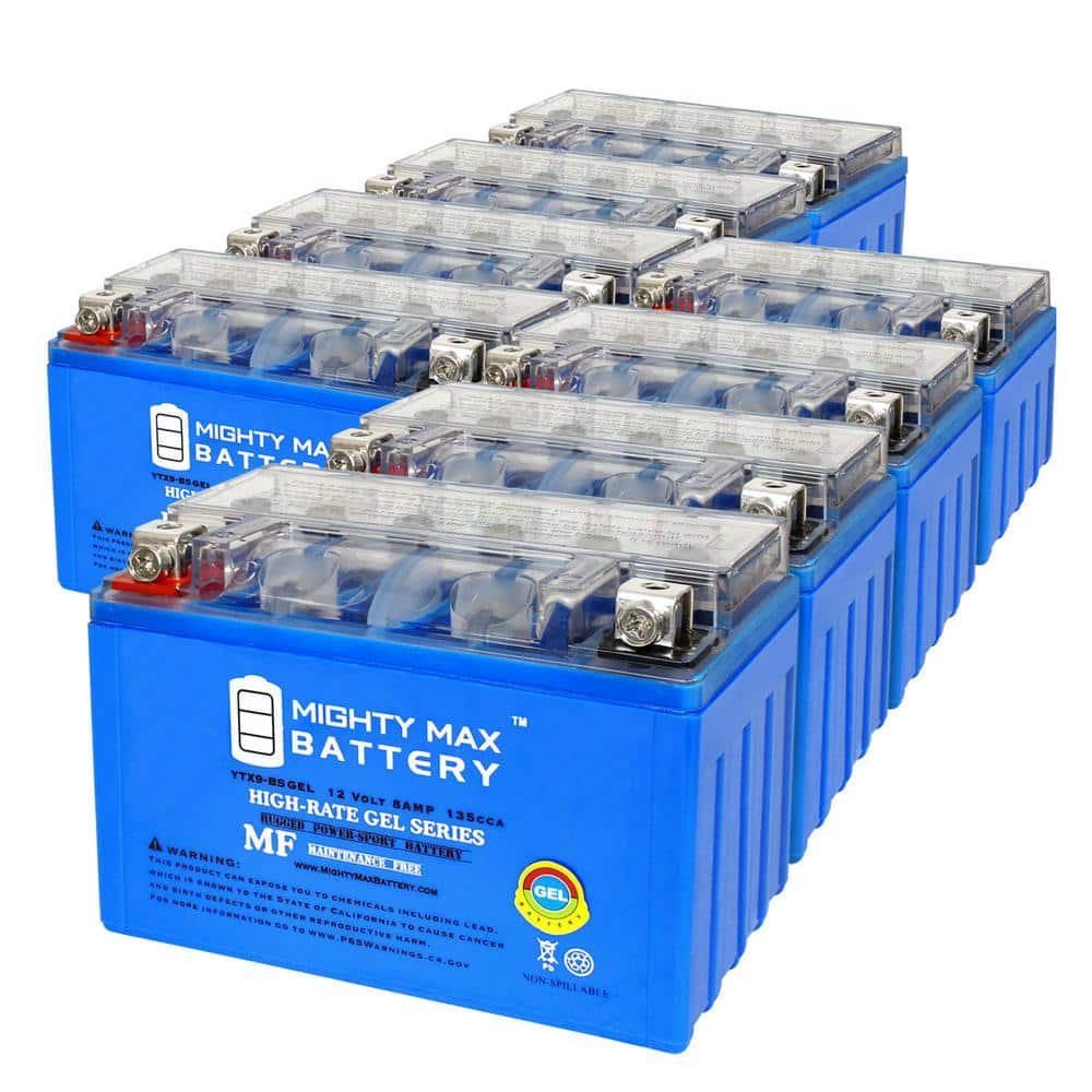 MIGHTY MAX BATTERY YTX9-BSGEL - 12V 8AH GEL 135CCA Motorcycle Battery ...