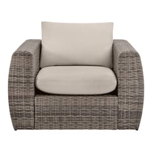 Kings Ridge Stationary Metal Outdoor Lounge Chair with CushionGuard Plus Grey Cushions