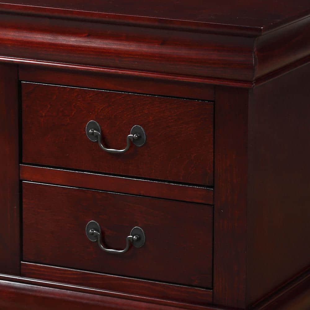 Elegant Cherry Wood Nightstand with Brush Nickel Accents