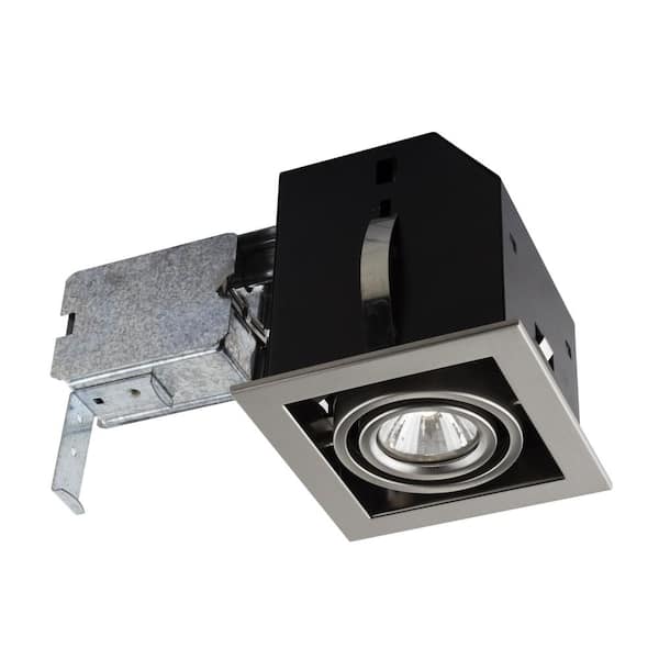 BAZZ Single Cube 4-1/2 in. Brushed Steel Recessed Halogen Kit