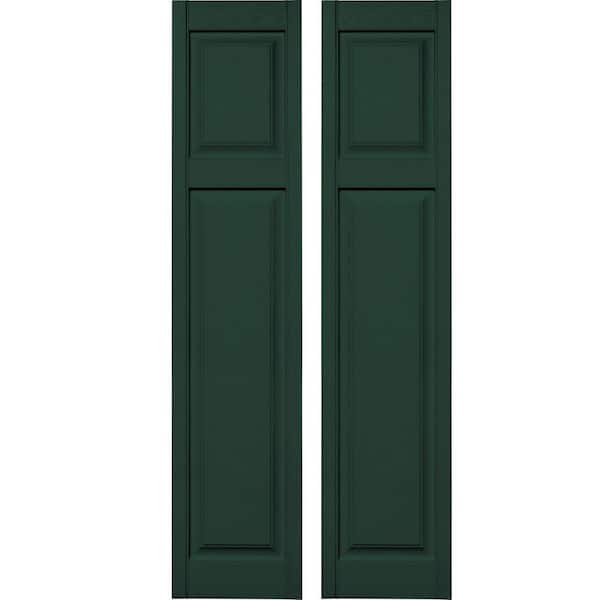 Builders Edge 14.75 in. x 67 in. Raised Panel Vinyl Exterior Shutters Pair in Midnight Green