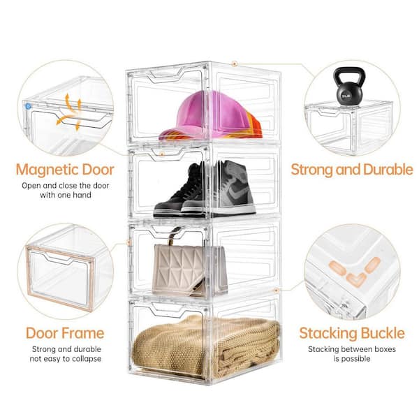 Afoxsos White 13.4 in. x 10.6 in. Plastic Stackable Storage Bins
