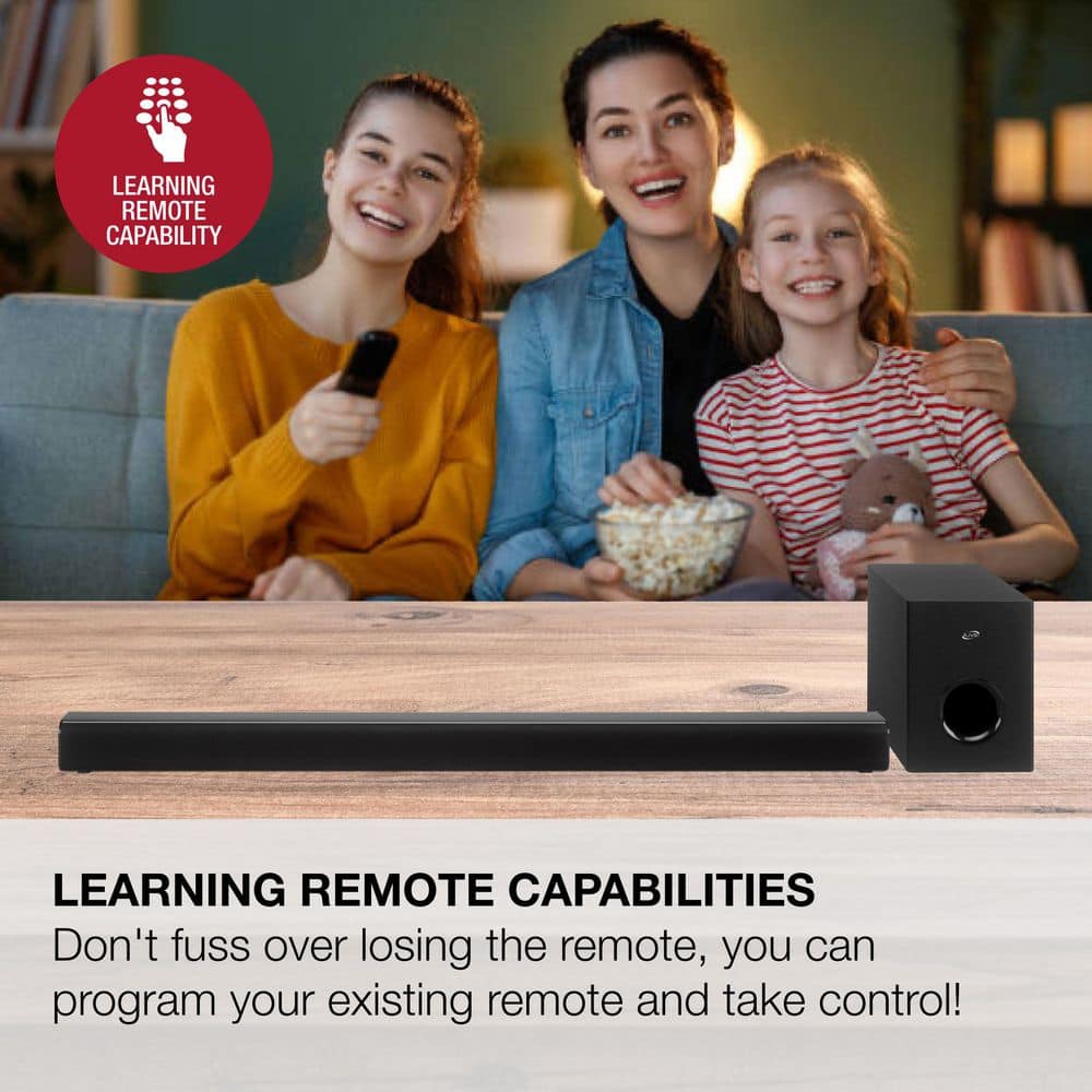 37 in. Wide, 2.1-Channel Bluetooth Soundbar with Wireless Subwoofer and Remote, Black - Thumbnail 3