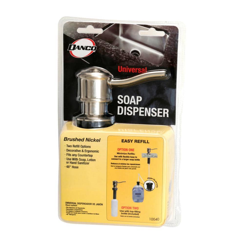 Brushed Nickel Curved Nozzle Soap Dispenser with Hose