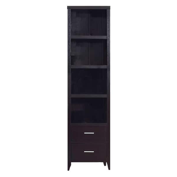 FC Design 82"H Red Cocoa Finish Display Bookcase with Four Shelves and Two Drawers on Metal Glides