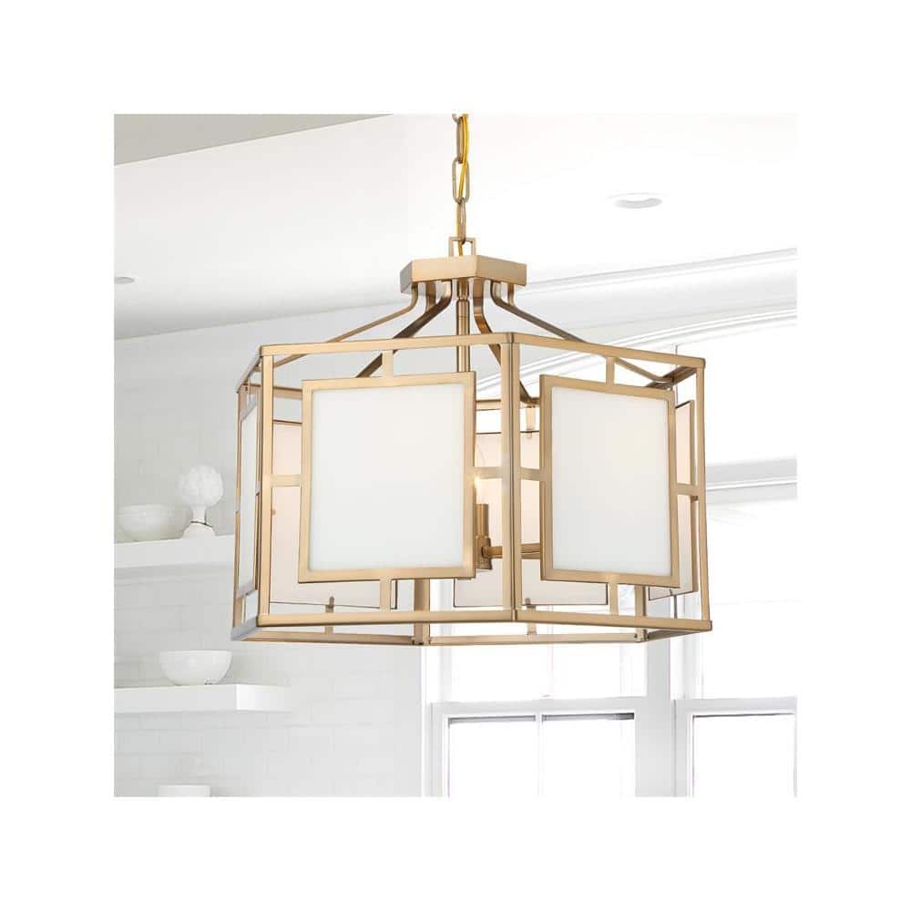 Vibrant Gold 6-Light Drum Chandelier with Silk Glass
