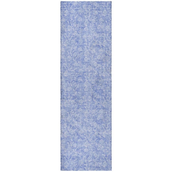 Dream Shag Premium Machine Washable Abstract ADS691 Denim 2 ft. x 7 ft. Runner Rug