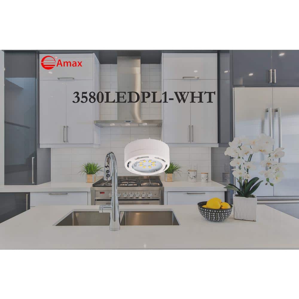 White Plastic LED Puck Light with Warm White Glow