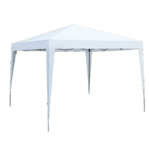 10 ft. x 10 ft. Outdoor White Steel Pop-Up Gazebo with 4pcs Weight Sand Bag and Carry Bag