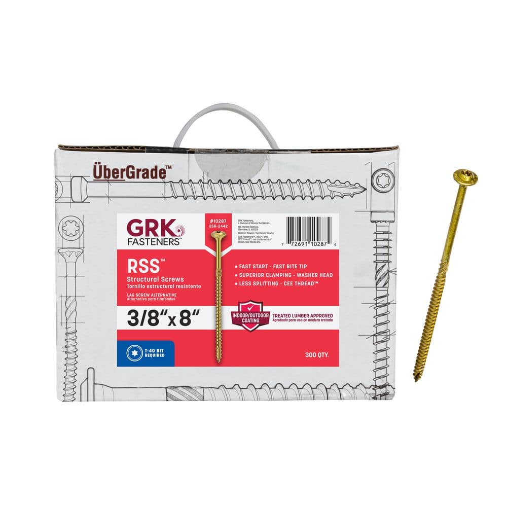 GRK Fasteners 3/8 in. x 8 in. Star Drive Low Profile Washer Head RSS Structural Alternative Lag Screws ( 3 00-Pack)