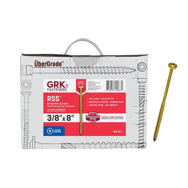 GRK Fasteners 3/8 in. x 8 in. Star Drive Low Profile Washer Head RSS Structural Alternative Lag Screws ( 3 00-Pack)