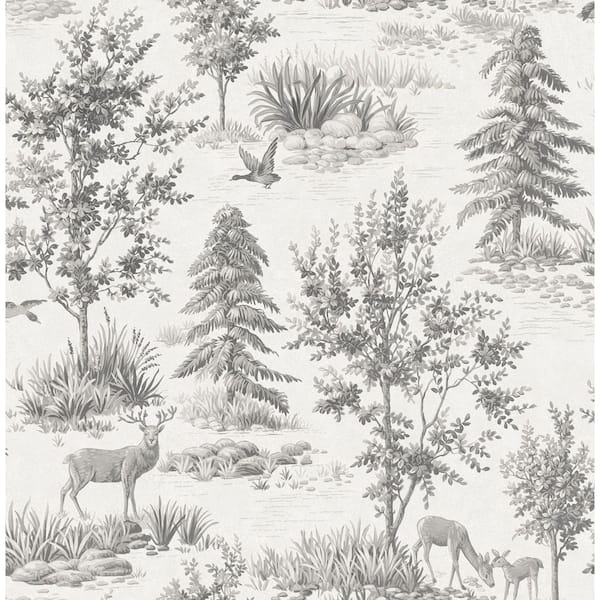 Dwyer Grey Stag Toile Wallpaper Sample