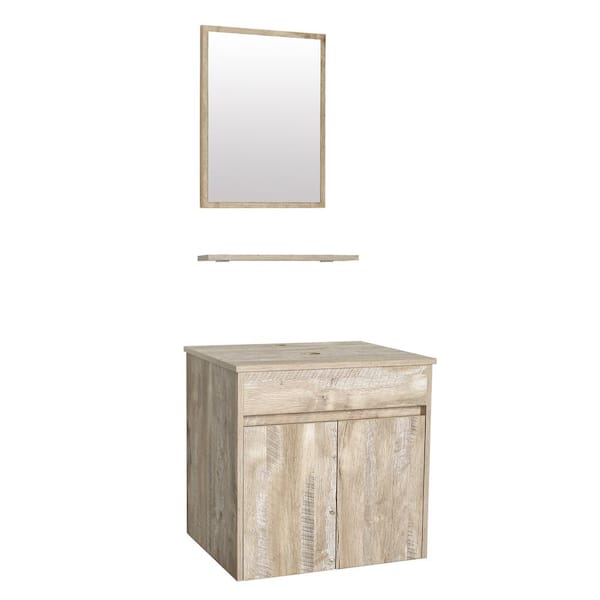 Unbranded 24 in. W x 20 in. D x 23.5 in. H Bath Vanity Cabinet without Top in Natural with Mirror