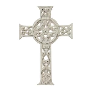 8 in. x 12 in. Worn White Cast Iron Hanging Cross