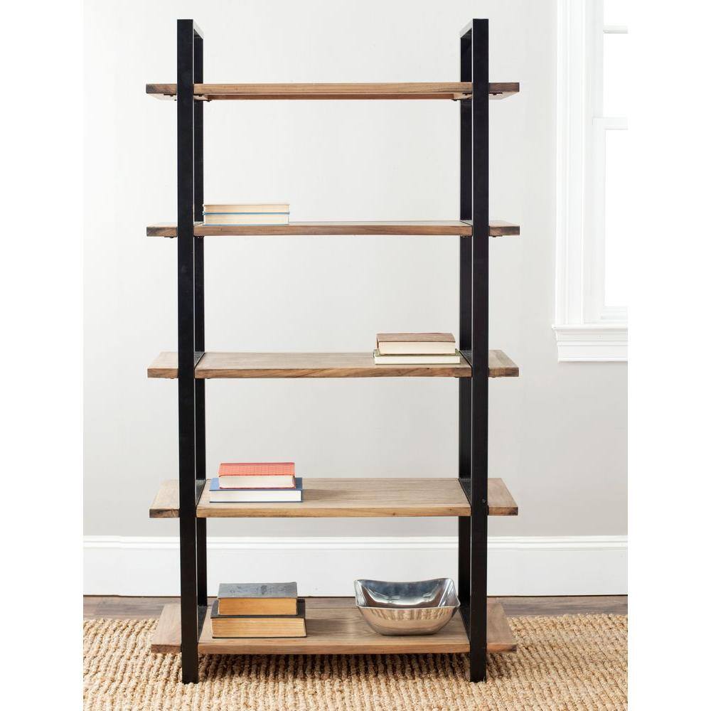 Scott Oak and Black Metal 5-Tier Etagere