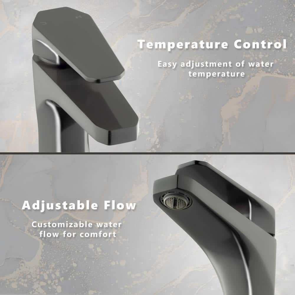Brushed Gun Black Single Handle Modern Bathroom Faucet