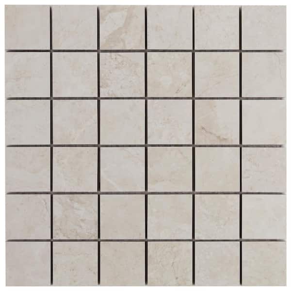 Ivy Hill Tile Areno Bone Beige 4 in. x 0.35 in. Matte Porcelain Mosaic Floor and Wall Tile Sample