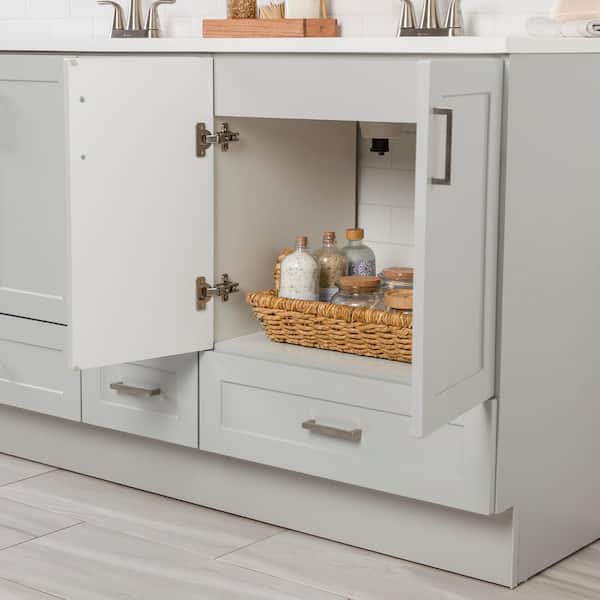Maybell 61 in. W x 19 in. D Double Sink Bath Vanity in Pearl Gray with White Cultured Marble Top