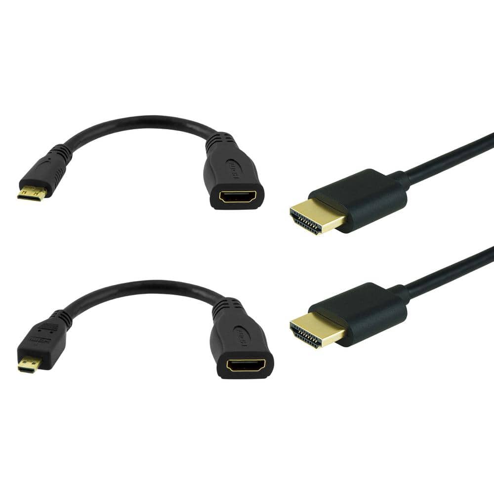 GE Universal HDMI Kit with a 6 ft. 4K 2.0 Cable, a HDMI Mini-HDMI Adapter, and HDMI to Micro-HDMI Adapter 33584 - The Home Depot