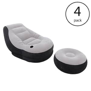 Inflatable Ultra Lounge Chair With Cup Holder And Ottoman Set (4 Pack)