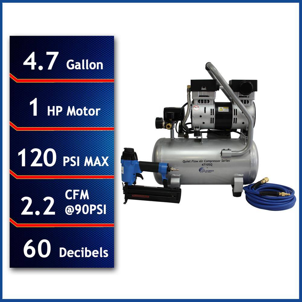California Air Tools Quiet Flow 1.0 Hp, 4.7 Gal. Steel Tank Electric