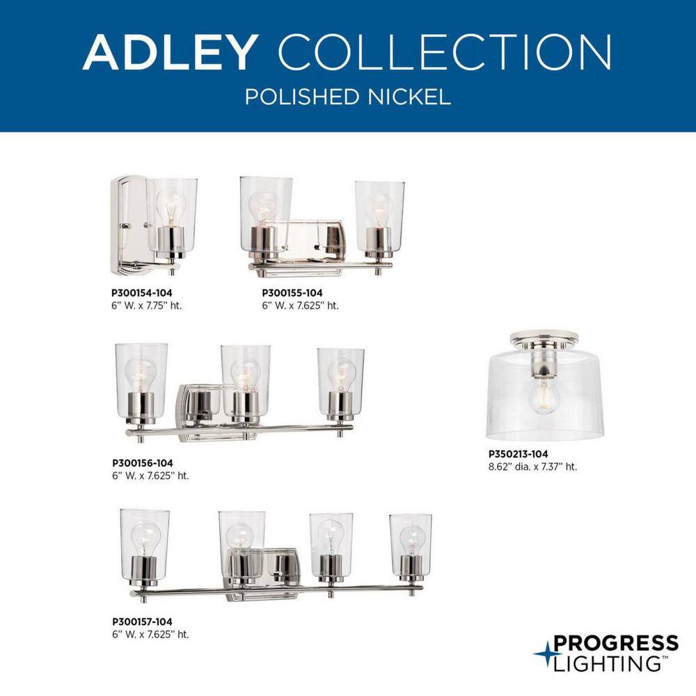 Adley Polished Nickel and Clear Glass Flush Mount Light
