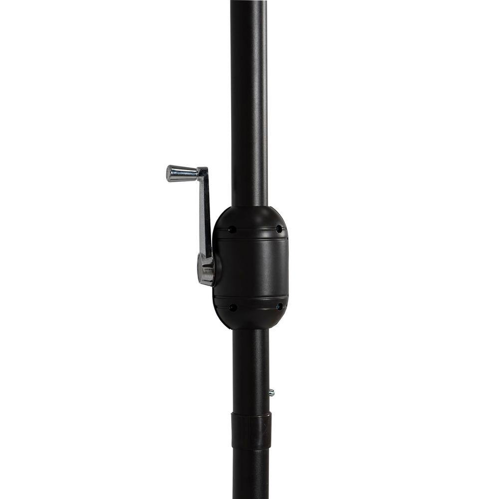 Beige 9-Foot Half-Round Steel Patio Umbrella with Crank Lift
