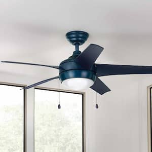 Windward 44 in. LED Blue Ceiling Fan with Light Kit