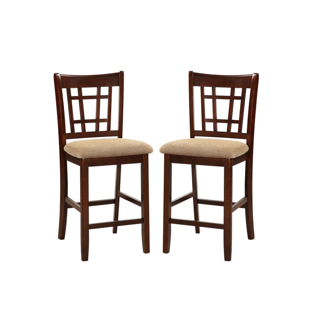 SIMPLE RELAX Brown Solid Wood and Beige Polyfabric High Chair (Set of 2 ...