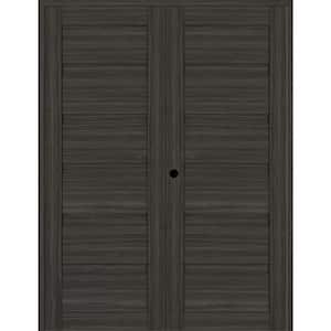 Louver 72 in. x 79.375 in. Right Active Gray Oak Wood Composite Double Prehung Interior Door