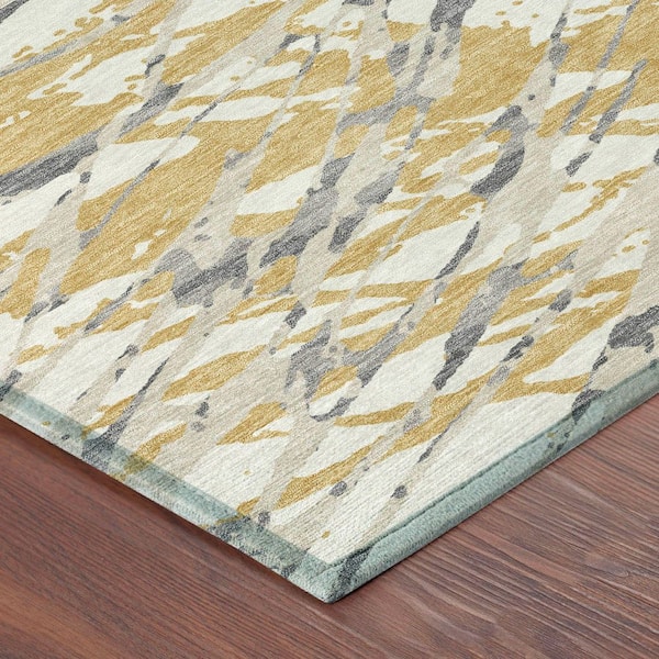 Chantille Machine Washable Indoor/Outdoor Abstract ACN2651 Gold 2 ft. x 3 ft. Accent Rug